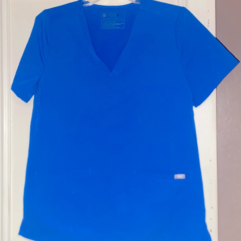 Figs Scrub Top Casma Royal Blue